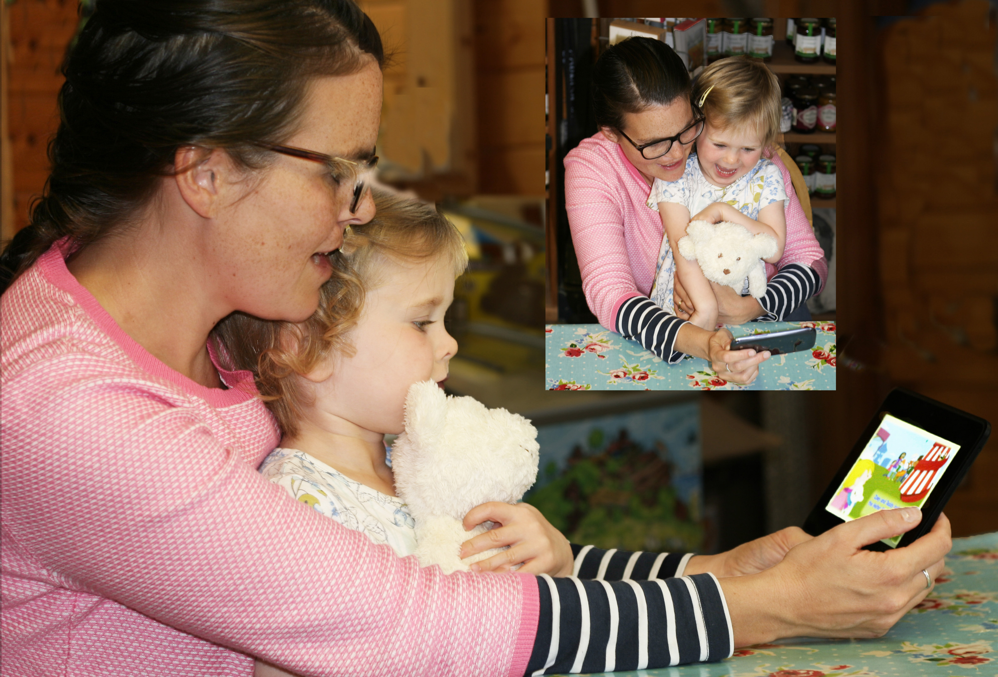Lottie and teddy being read the latest Storytime adventure.